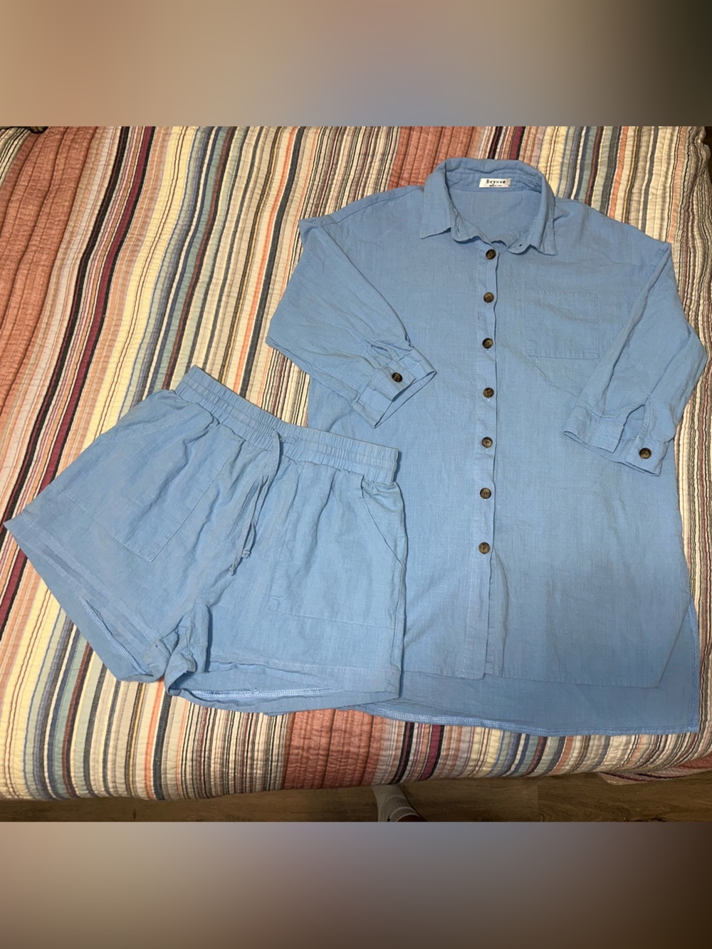 Light Blue Button-Front Set